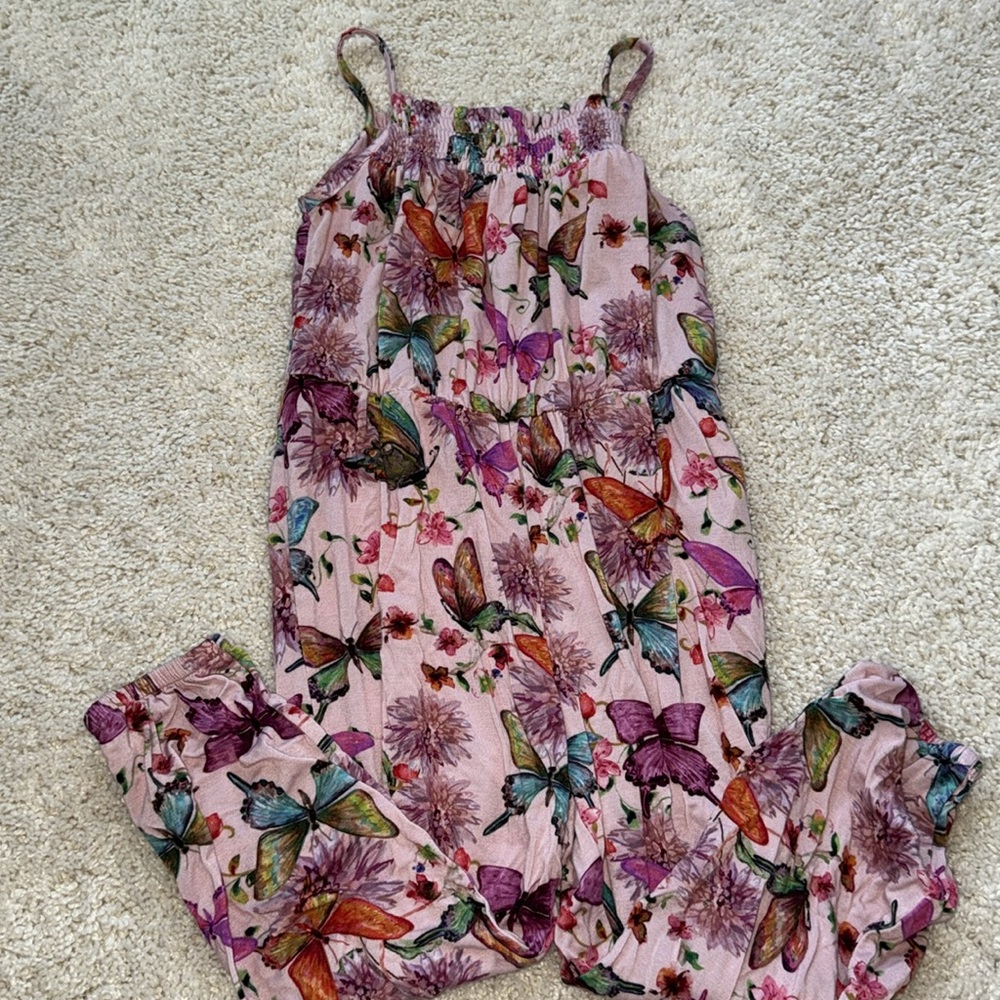 Posh Peanut - Pink Butterfly Print Toddler Jumpsuit - 3T/4T
